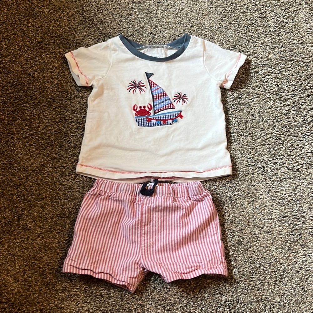 Mudpie toddler boys sailboat outfit